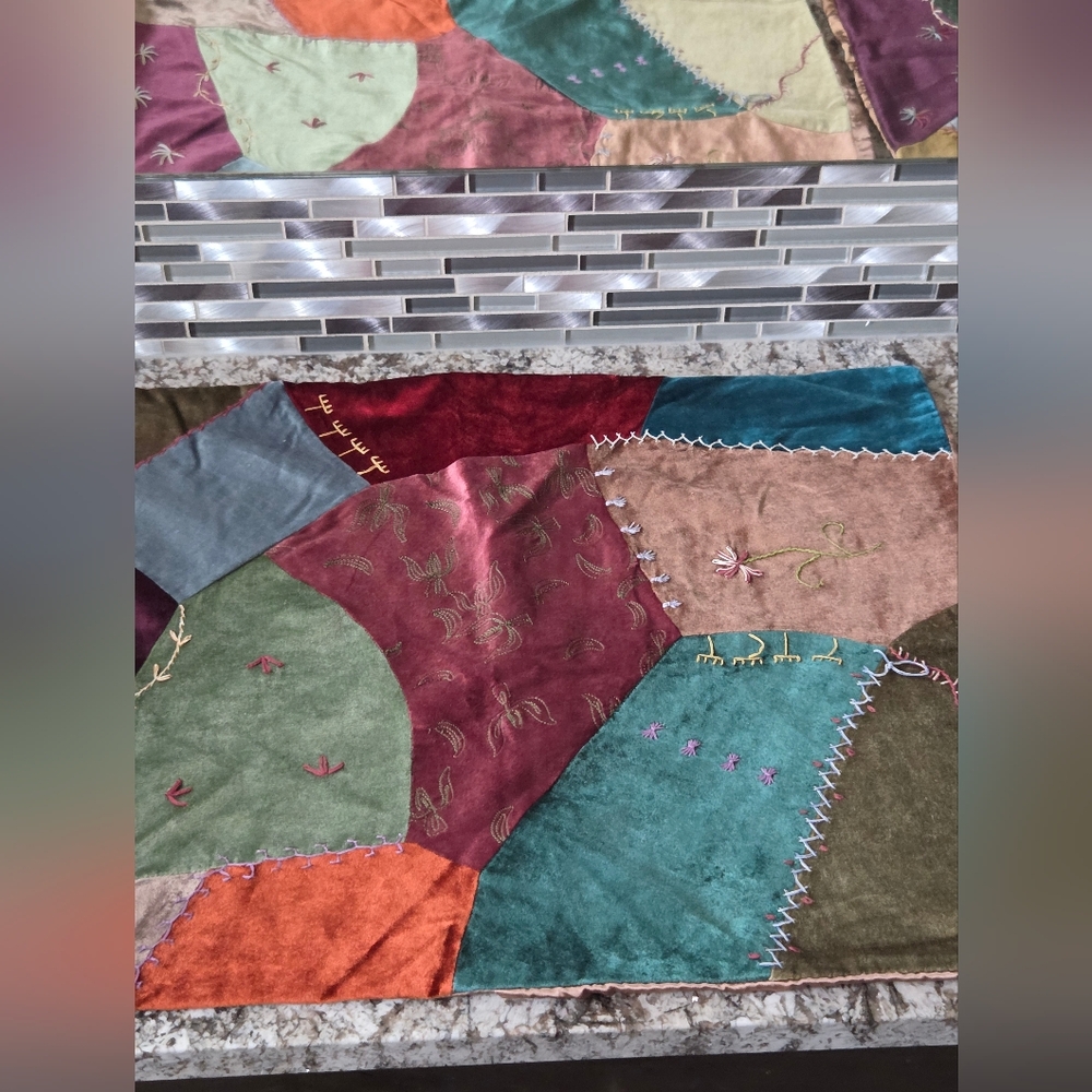 Colorful Patchwork Crazy Quilt Satin Pillow Sham Quantity Of 1